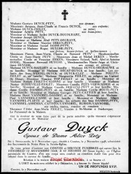 Gustave DUYCK époux de Dame Alice PETY, décédé à Caëstre, le 7 novembre 1948 (41 ans).